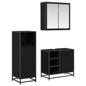 vidaXL Set namje&scaron;taja za kupaonicu 3 kom. Crni hrast 65 x 33 x 60 cm