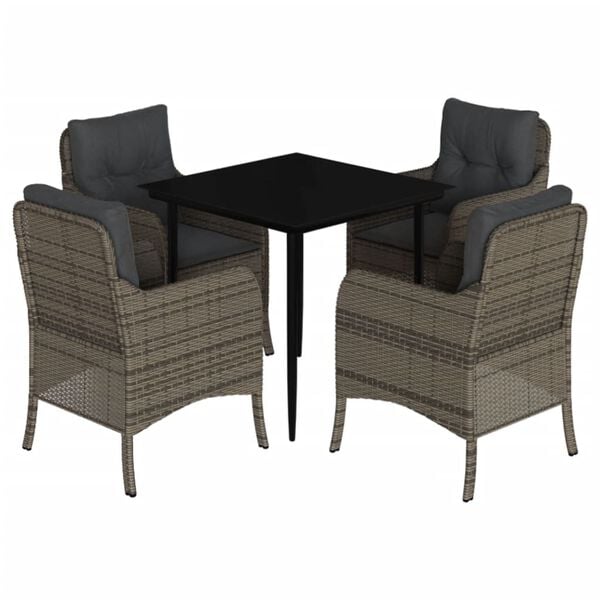 vidaXL 5-dijelni vrtni blagovaonski set sivi od poliratana