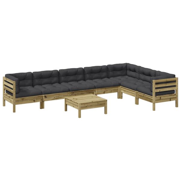 vidaXL 8-dijelni set vrtnih sofa s jastucima od impregnirane borovine