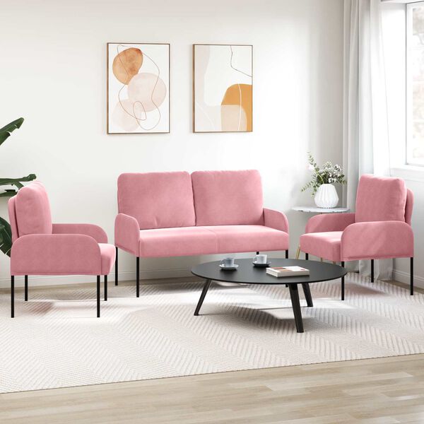 vidaXL Setovi sofa 3 pcs Ružičasta 115 x 56 x 80 cm &Scaron;perploča