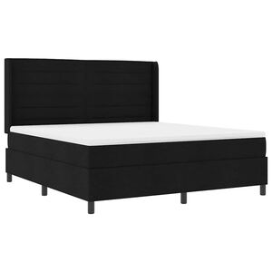 vidaXL LED Box Spring Krevet s madracem Crna 180 x 200 cm tkanina
