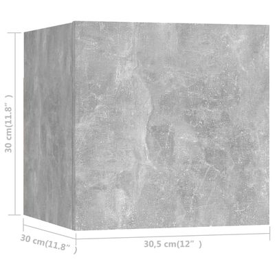 vidaXL Zidni TV ormarići 4 kom siva boja betona 30,5 x 30 x 30 cm