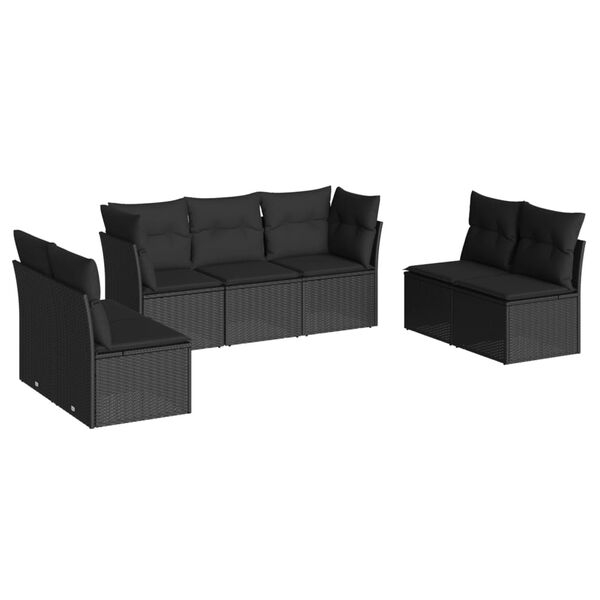 vidaXL 7-dijelni set vrtnih sofa od poliratana s jastucima crni