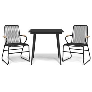 vidaXL 3-dijelni vrtni blagovaonski set od PVC ratana crni