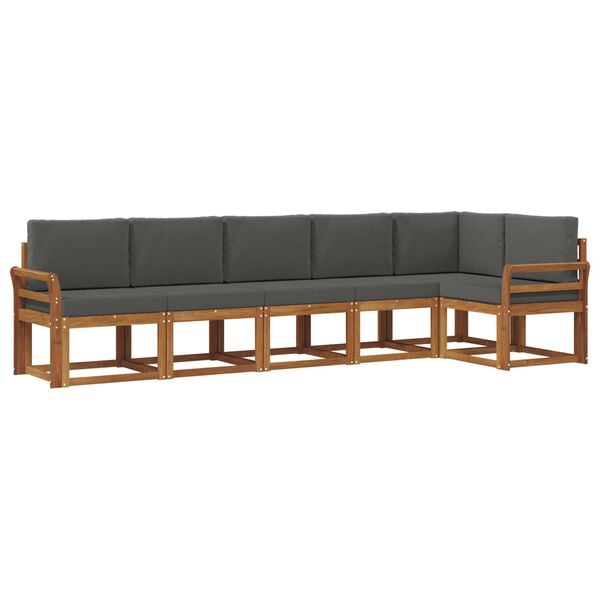 vidaXL Set vanjskih sofa s jastukom 6 pcs Prirodna i antracit