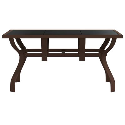 vidaXL Vrtni stol smeđe-crni 140 x 70 x 70 cm od čelika i stakla