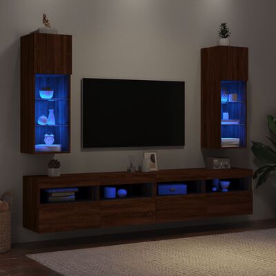 vidaXL TV ormarići s LED svjetlima 2 kom boja hrasta 30,5 x 30 x 90 cm