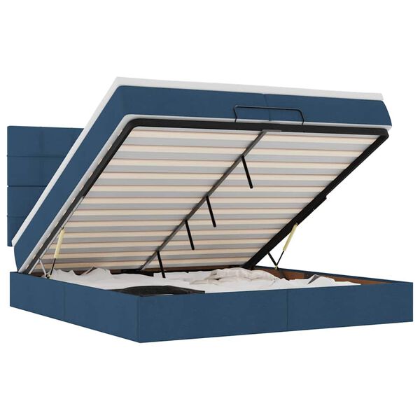 vidaXL Otomanski okvir kreveta s madracima plavi 200x200cm tkanine