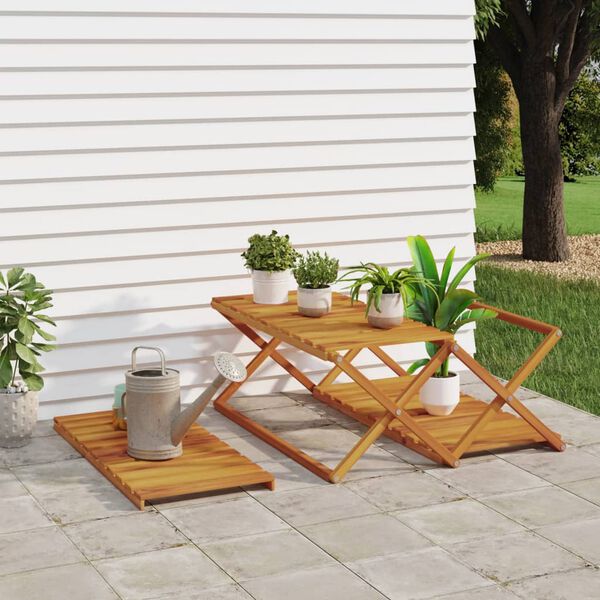 vidaXL Sklopiva polica 3 razine smeđa 70x31x63 cm masivno drvo bagrema