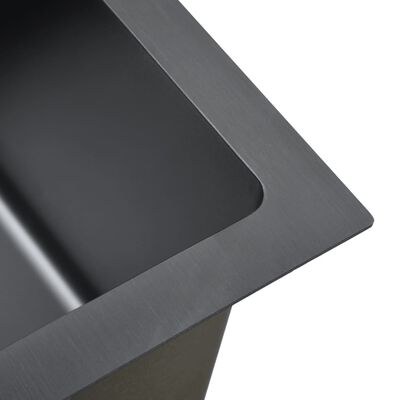 vidaXL Ručno rađeni kuhinjski sudoper od nehrđajućeg čelika crni