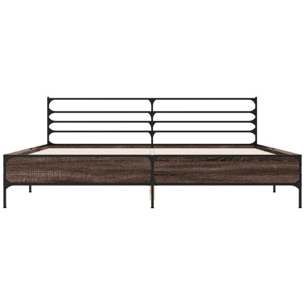 vidaXL Okvir za krevet smeđi hrast 200x200cm konstruirano drvo i metal