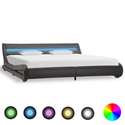 vidaXL Okvir za krevet od umjetne kože s LED svjetlom sivi 180x200 cm