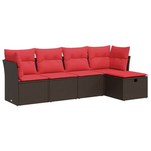 vidaXL 5-dijelni set vrtnih sofa s jastucima poliratan smeđi