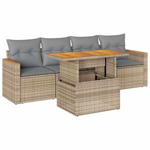 vidaXL 5-dijelni set vrtnih sofa s jastucima poliratan i bagrem bež