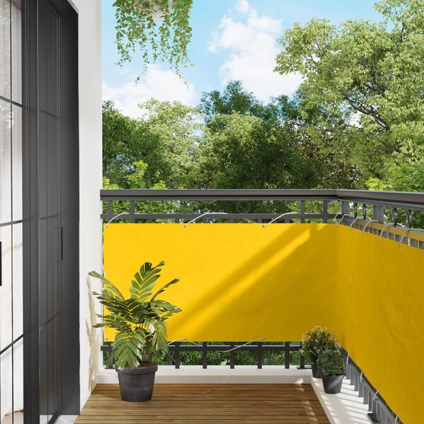 vidaXL Balcony ekran Žuta 75 x 200 cm PU prekriveni oksford alu