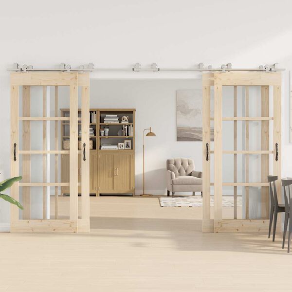 vidaXL Pribor za klizna vrata od nehrđajućeg čelika 366 cm srebrni