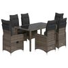 vidaXL 5-dijelni vrtni bistro set od poliratana s jastucima sivi