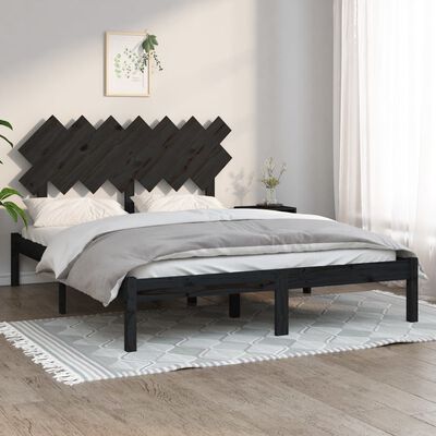 vidaXL Okvir za krevet crni 140 x 200 cm od masivnog drva