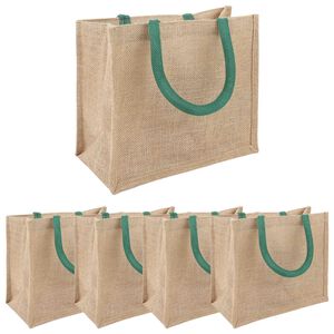 vidaXL Torbe od jute 5 Prirodna i zelena 26 x 22 x 14 cm 100% Jut