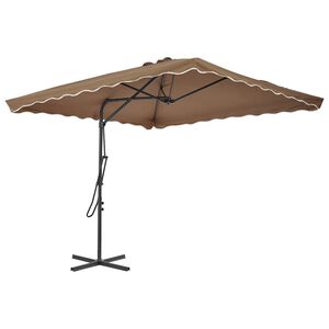 vidaXL Vanjski suncobran s čeličnim stupom 250 x 250 cm smeđesivi