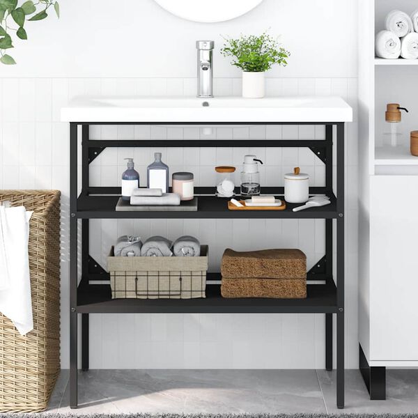 vidaXL Okvir za kupaonski umivaonik crni 79 x 38 x 83 cm željezni