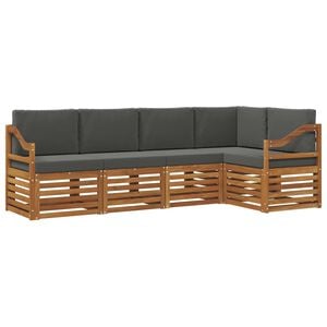 vidaXL Set vanjskih sofa 5 kom. Prirodna i antracit Poliester