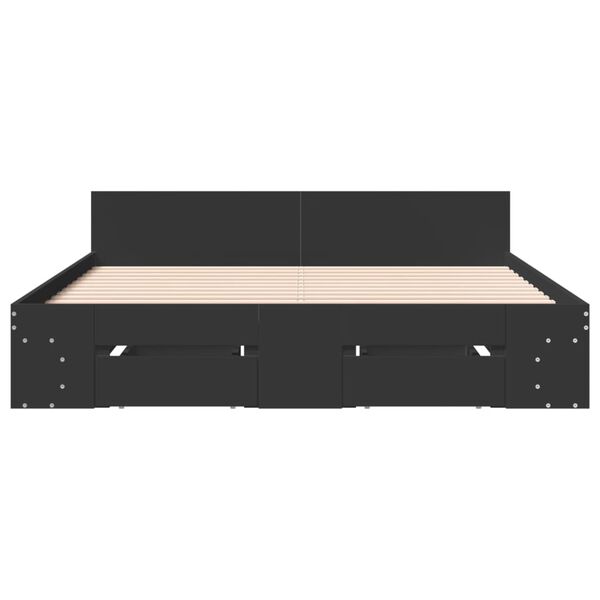 vidaXL Okvir kreveta s ladicama crni 140 x 200 cm konstruirano drvo
