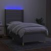 vidaXL Krevet box spring s madracem LED svjetlosivi 100x200 cm tkanina