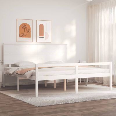 vidaXL Krevet za starije s uzglavljem bijeli 200x200 cm masivnog drva