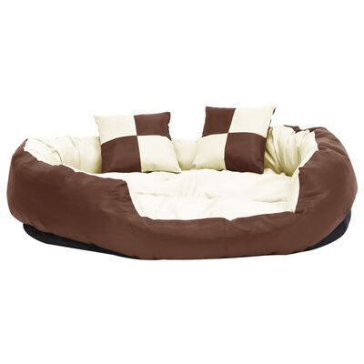 vidaXL Dvostrani perivi jastuk za pse smeđi i krem 110 x 80 x 23 cm