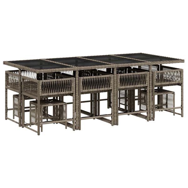 vidaXL 13-dijelni vrtni blagovaonski set s jastucima poliratan sivi