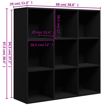 vidaXL Ormarić za knjige crni 98x29x97,5 cm od konstruiranog drva