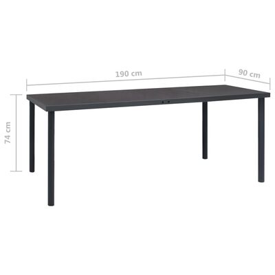 vidaXL Vrtni blagovaonski stol antracit 190 x 90 x 74 cm čelični