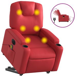 vidaXL Električni masažni naslonjač na podizanje umjetna koža crveni