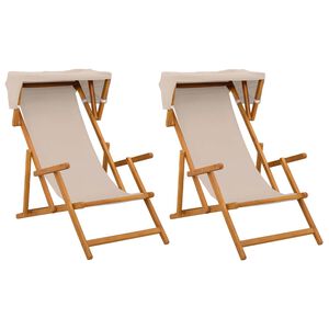 vidaXL Ležaljka 2 pcs 3 Pozicija Čvrsto drvo eukaliptusa Bež