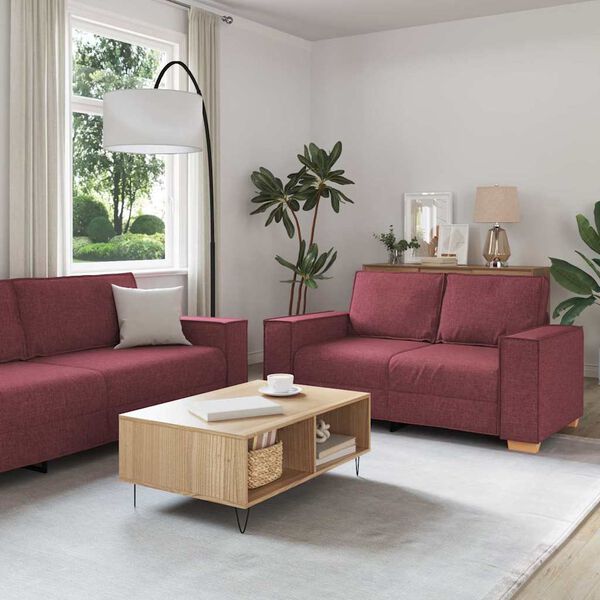 vidaXL Sofa 3 pcs Vinska crvena 220 x 80 x 84 cm Platnasta tkanina