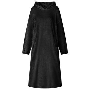 vidaXL Deka majica s kapuljačom Crna s Flanel