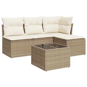 vidaXL 5-dijelni vrtni set sofa s jastucima bež od poliratana