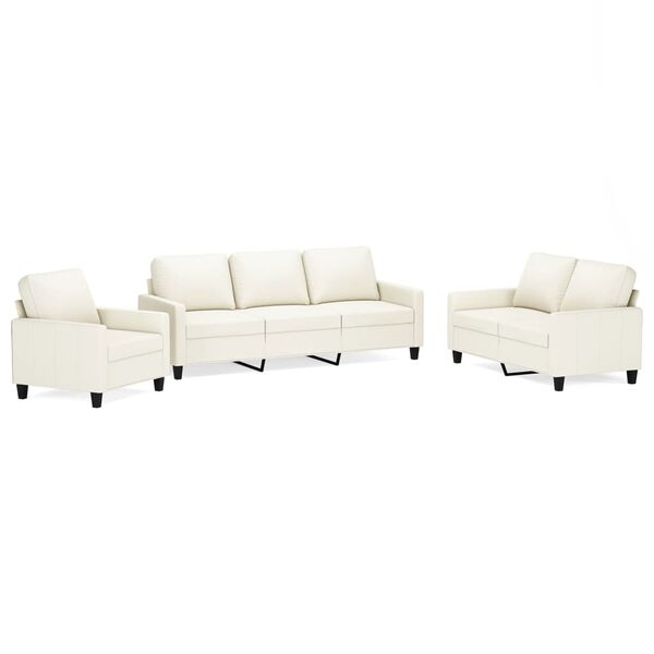 vidaXL 3-dijelni set sofa s jastucima krem od umjetne kože