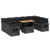 vidaXL 10-dijelni set vrtnih sofa s jastucima crni od poliratana