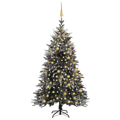 vidaXL Umjetno božićno drvce LED s kuglicama i snijegom 240 cm PVC/PE