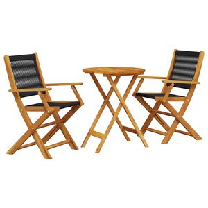 vidaXL 3-dijelni bistro set od polipropilen i masivnog drva crni