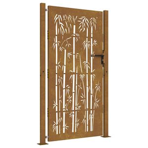 vidaXL Vrtna vrata 100x200 cm Corten čelik dizajn od bambusa