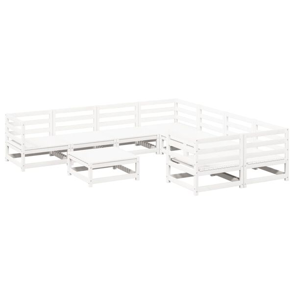 vidaXL 9-dijelni set vrtnih sofa bijeli od masivne borovine