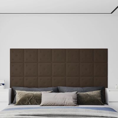 vidaXL Zidne ploče od umjetne kože 12 kom smeđe 30 x 30 cm 1,08 m²