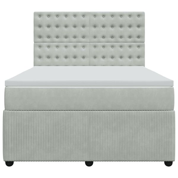 vidaXL Krevet s oprugama i madracem svjetlosivi 160x200 cm baršunasti