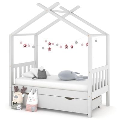 vidaXL Okvir za dječji krevet s ladicom bijeli 70 x 140 cm od borovine