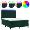 vidaXL Krevet box spring s madracem LED tamnozeleni 140x200 cm bar&scaron;un