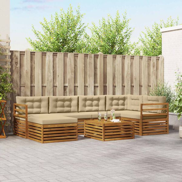 vidaXL Set vanjskih sofa s jastukom 7 pcs Prirodna i bež