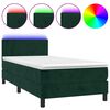vidaXL Krevet box spring s madracem LED tamnozeleni 90x200 cm bar&scaron;un